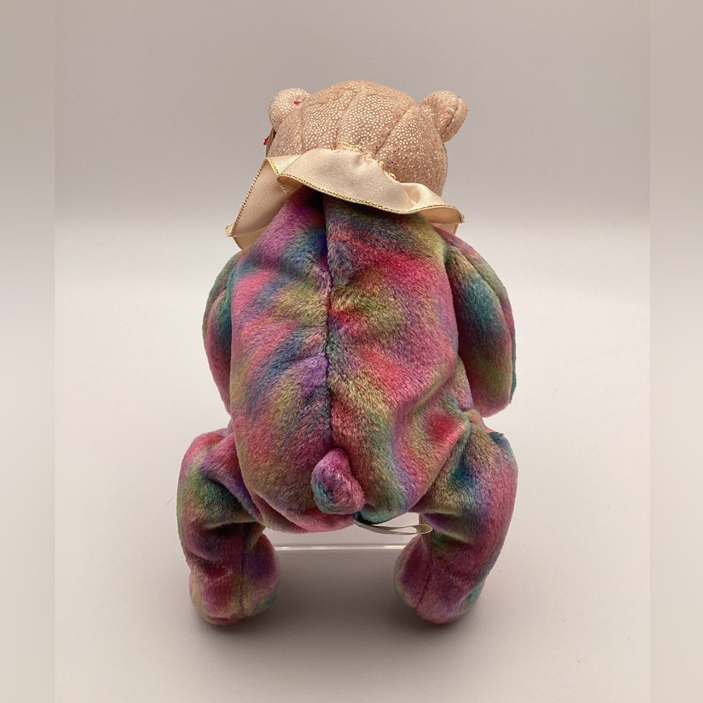 TY Beanie Baby October The Birthday Bear with Opal Birthstone Nose 2001 - Picture 2 of 10